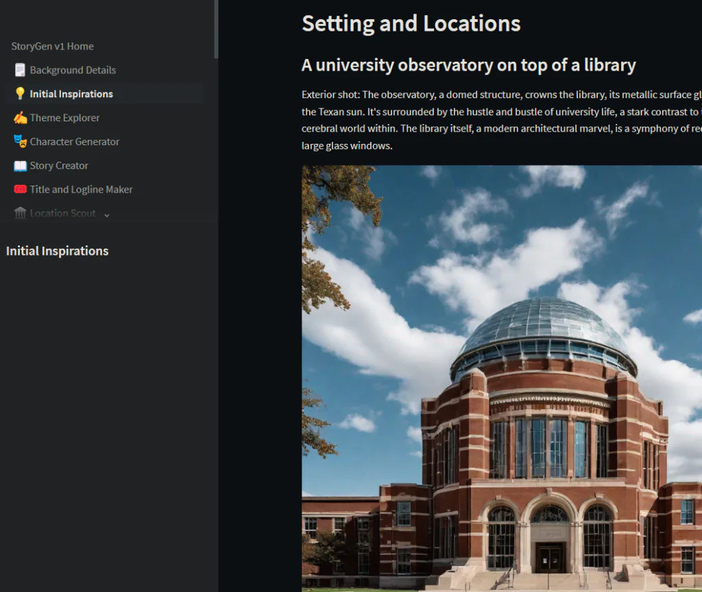 StorySage product screenshot — locations