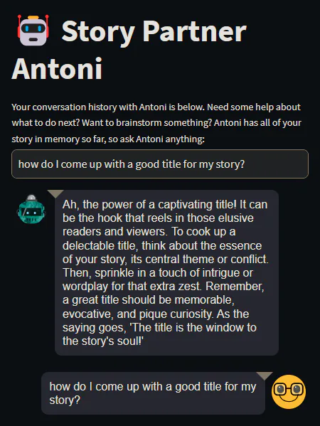 StorySage product screenshot — story partner